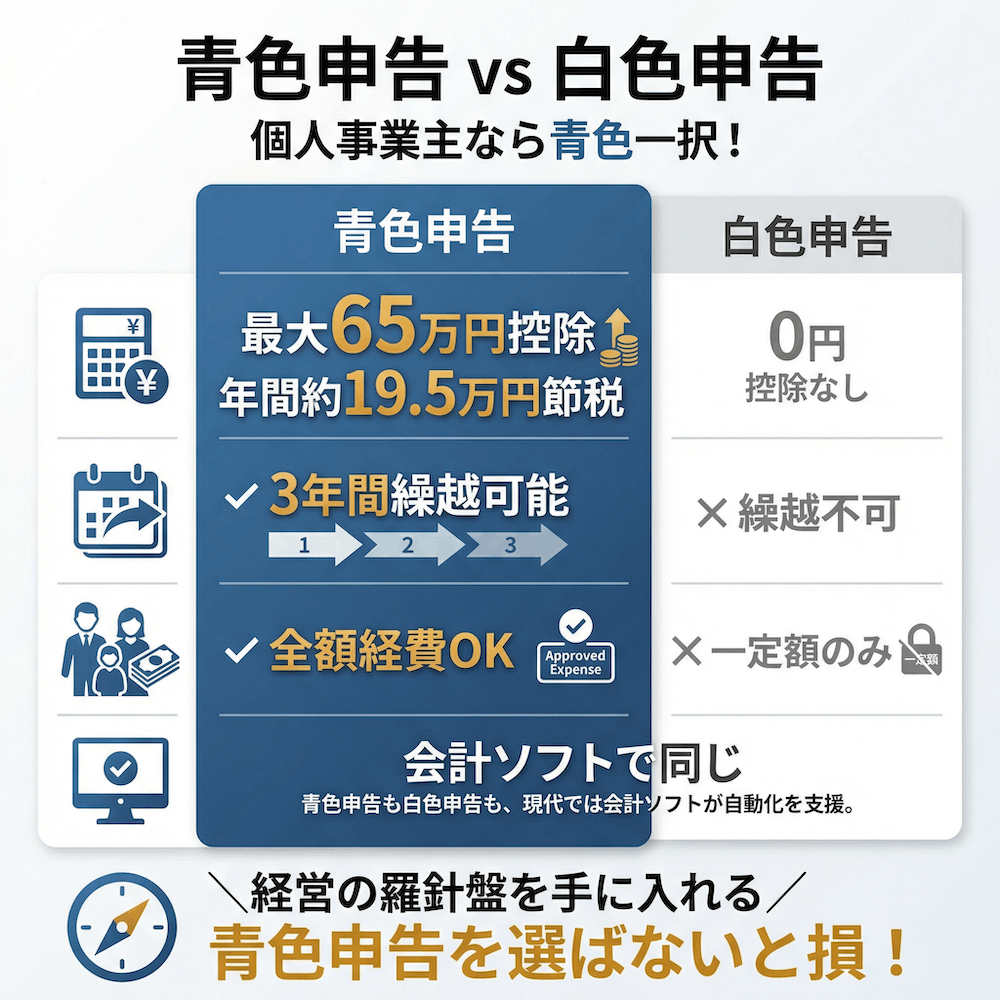 青色申告vs白色申告　個人事業主なら青色一択！