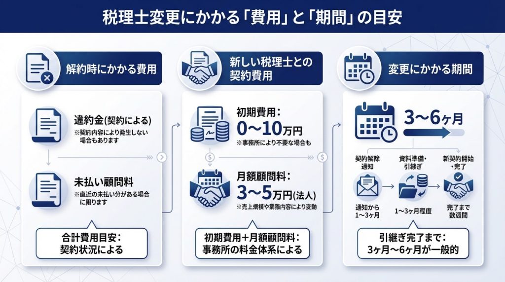 税理士変更にかかる「費用」と「期間」の目安