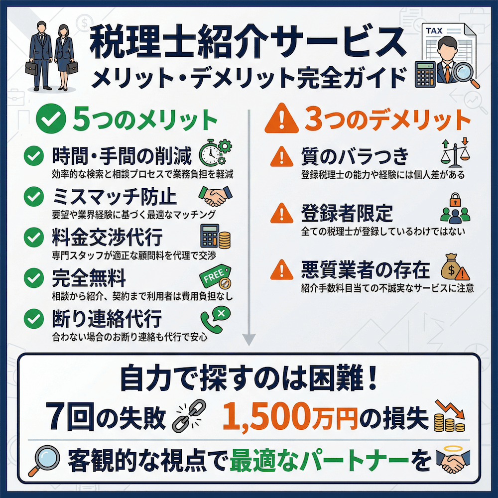 税理士紹介サービスメリット・デメリット完全ガイド図解