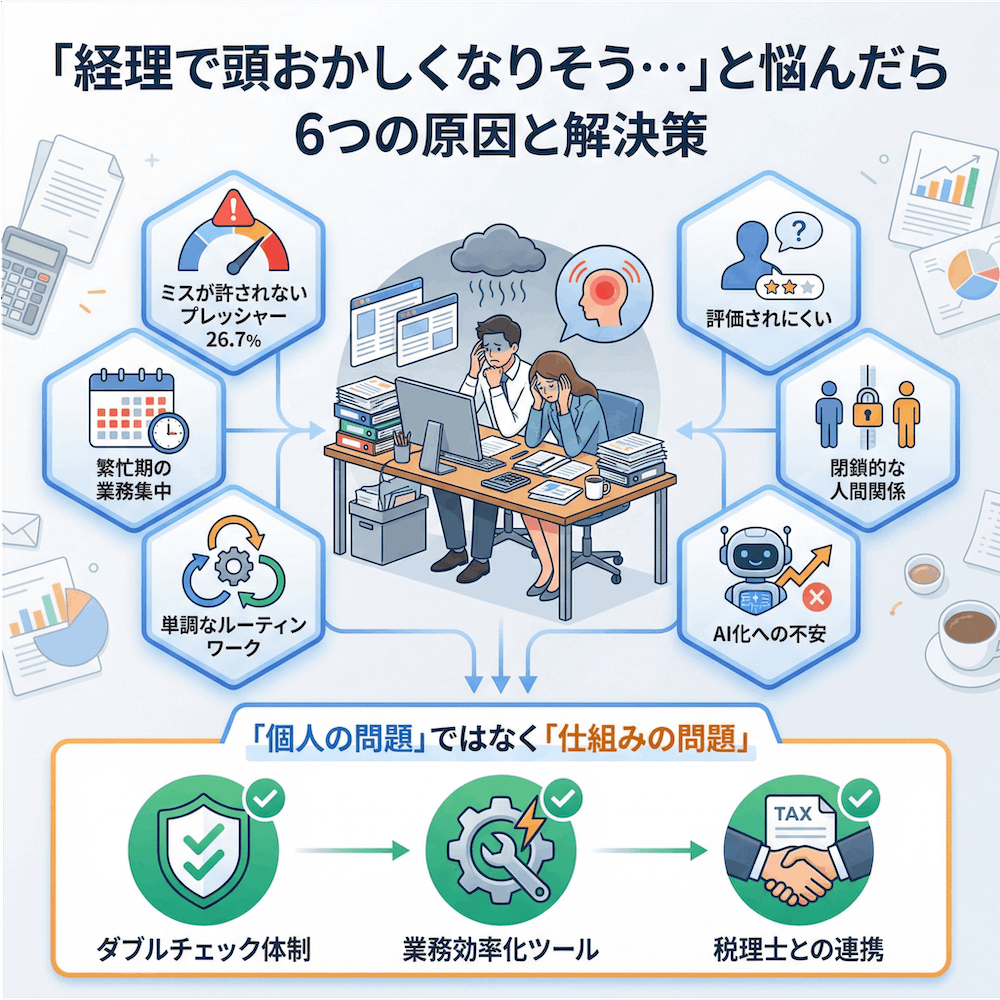 「経理で頭おかしくなりそう・・・」と悩んだら6つの原因と解決策