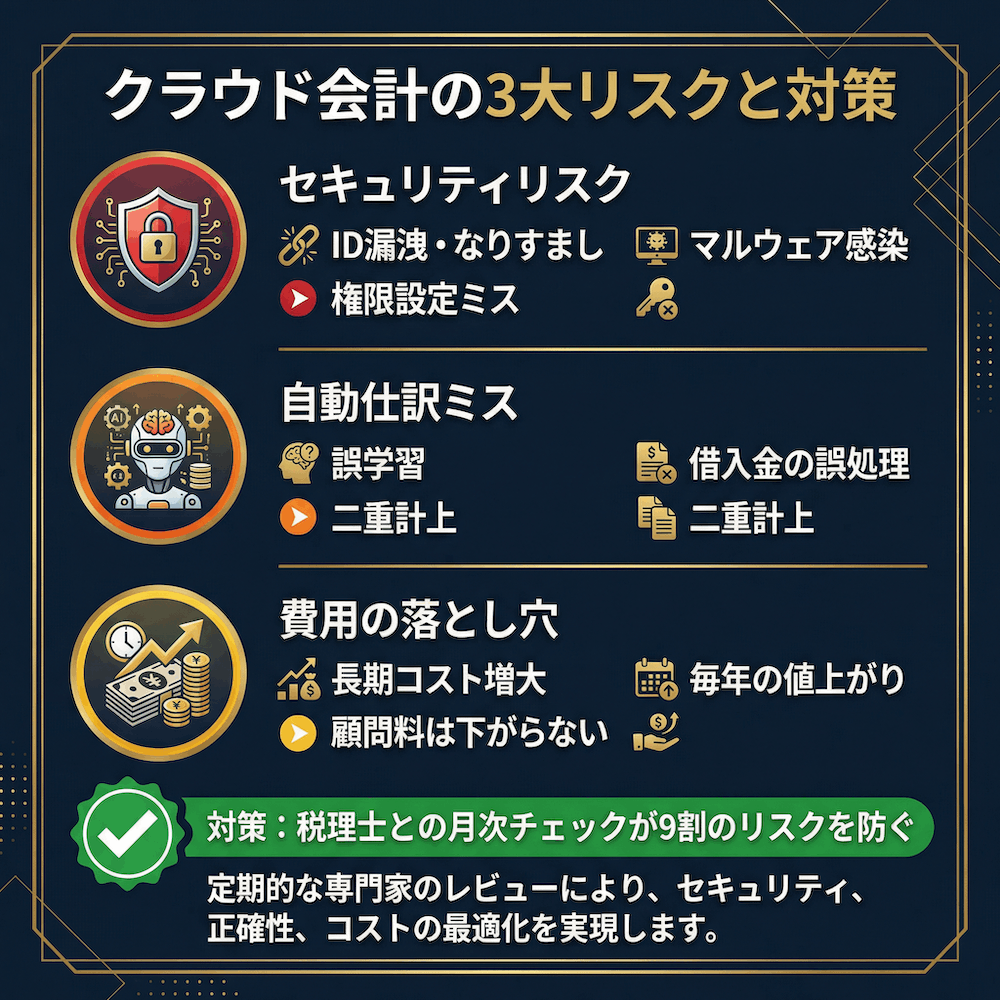 クラウド会計の3大リスクと対策