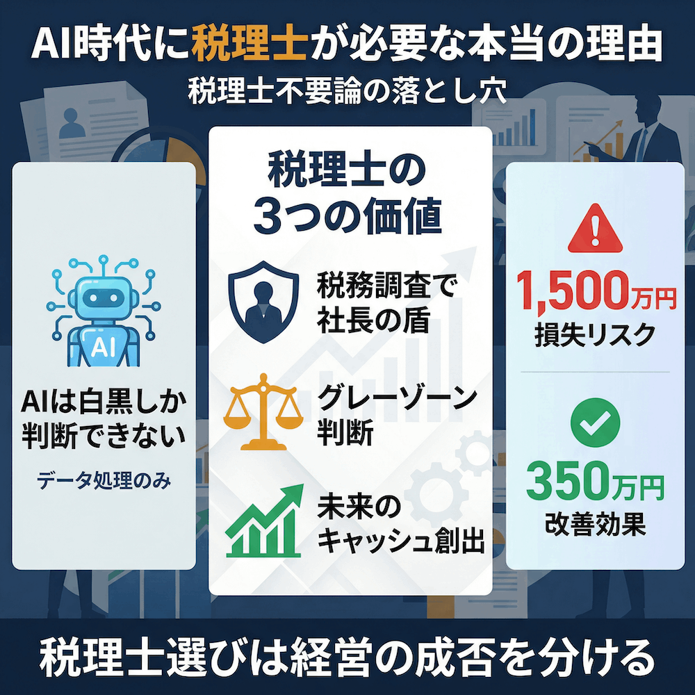 AI時代に税理士が必要な本当の理由　税理士不要論の落とし穴の図解