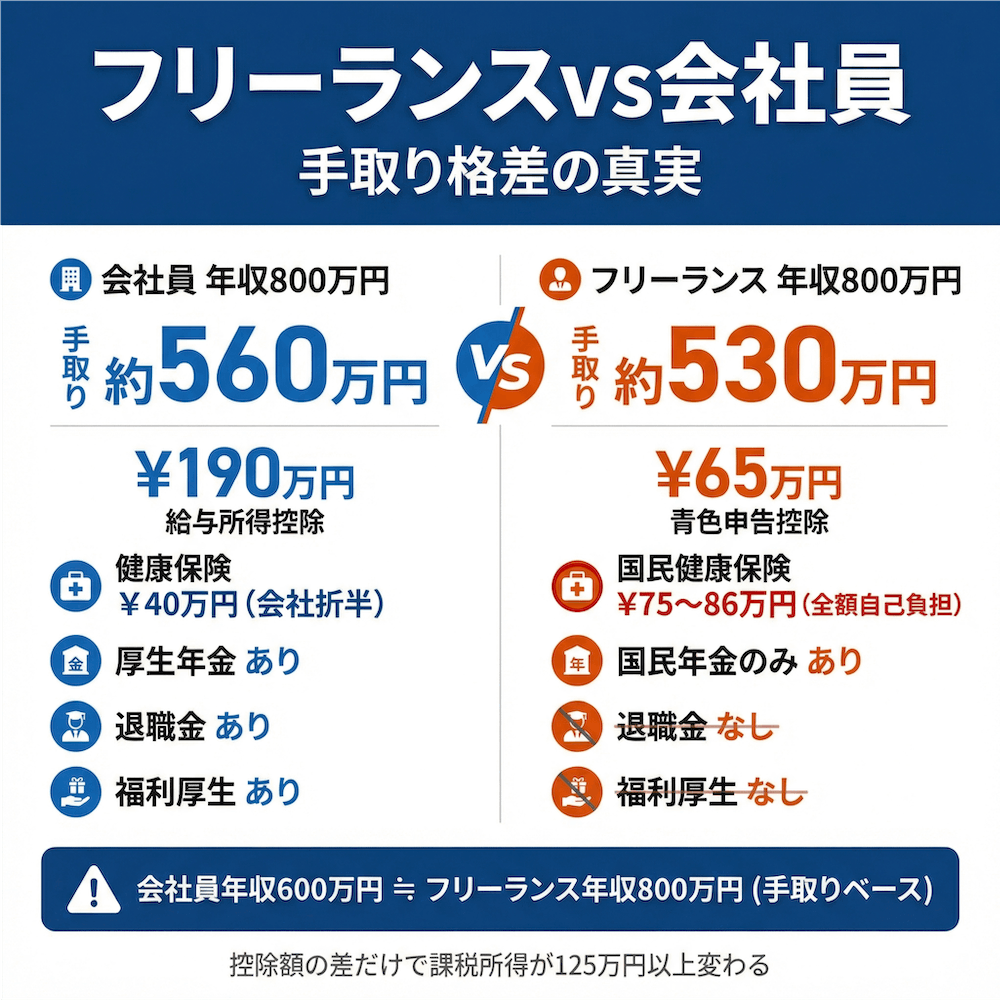 フリーランス vs 会社員 手取り格差の真実