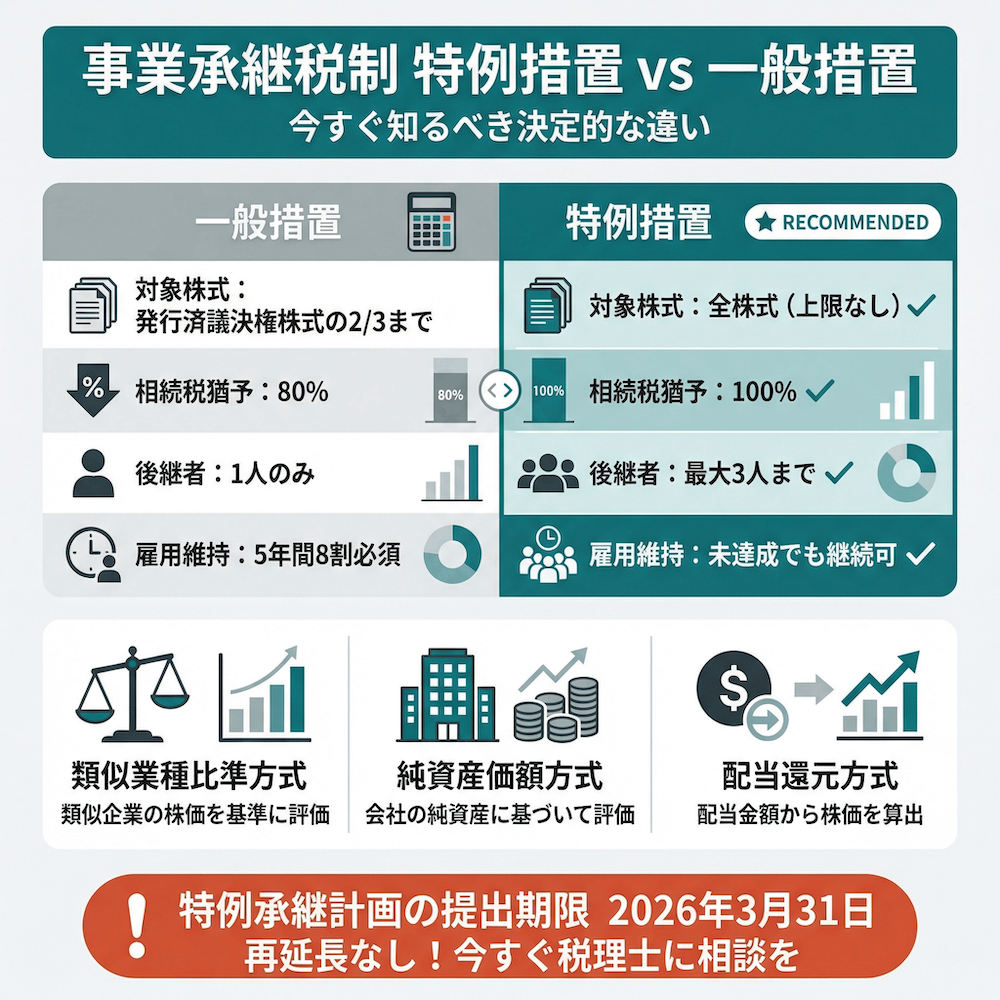 事業承継税制 特別措置 vs 一般措置