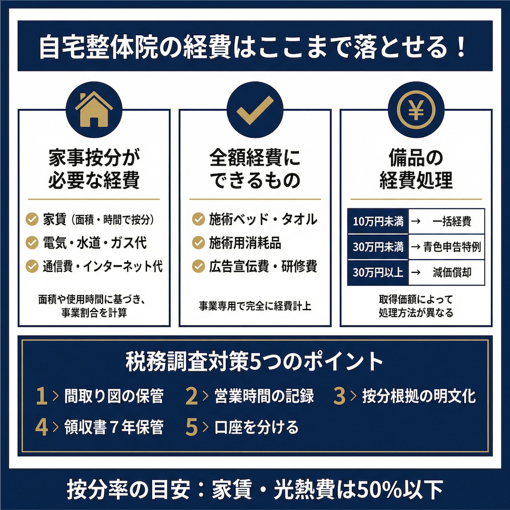 自宅整体院の経費はここまで落とせる