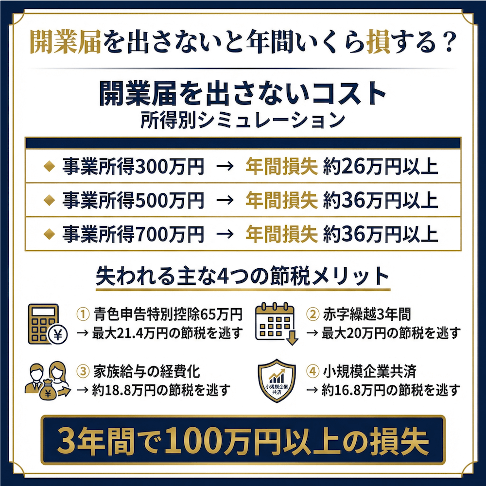 開業届を出さないと年間いくら損する？
