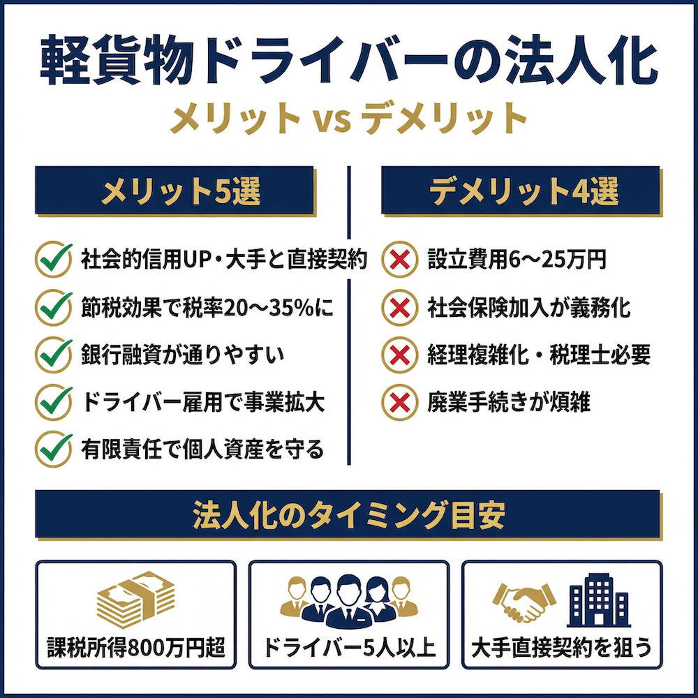 軽貨物ドライバーの法人化 メリットデメリット