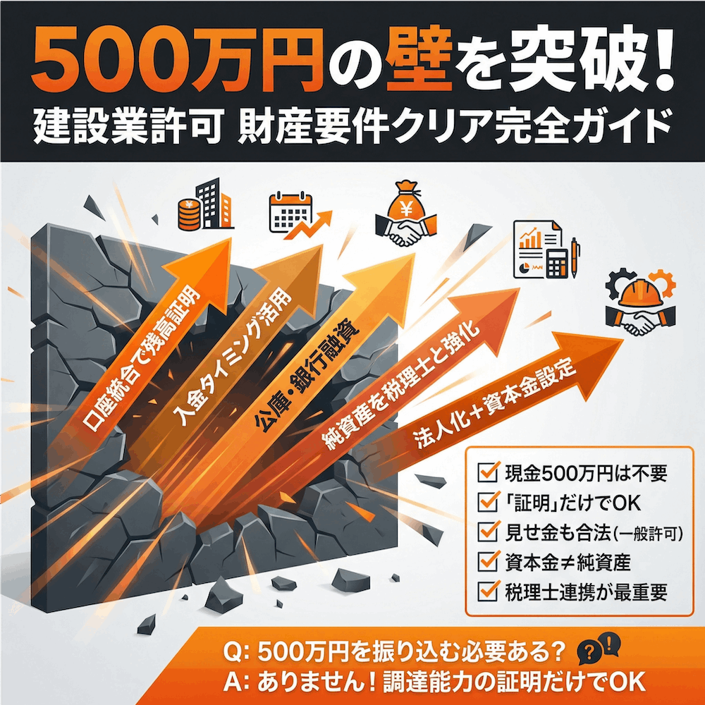 500万円の壁を突破 建設業許可財産要件クリア完全ガイド