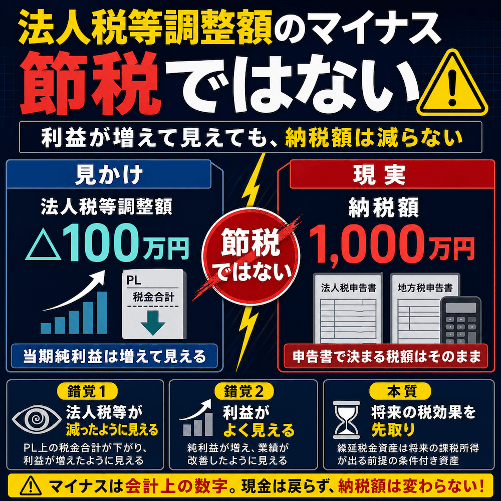 法人税等調整額のマイナス 節税ではない