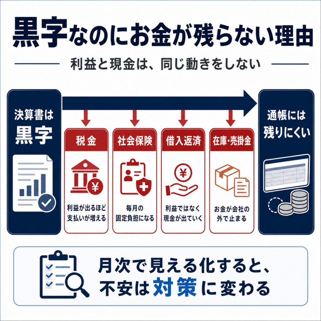 黒字なのにお金が残らない理由。