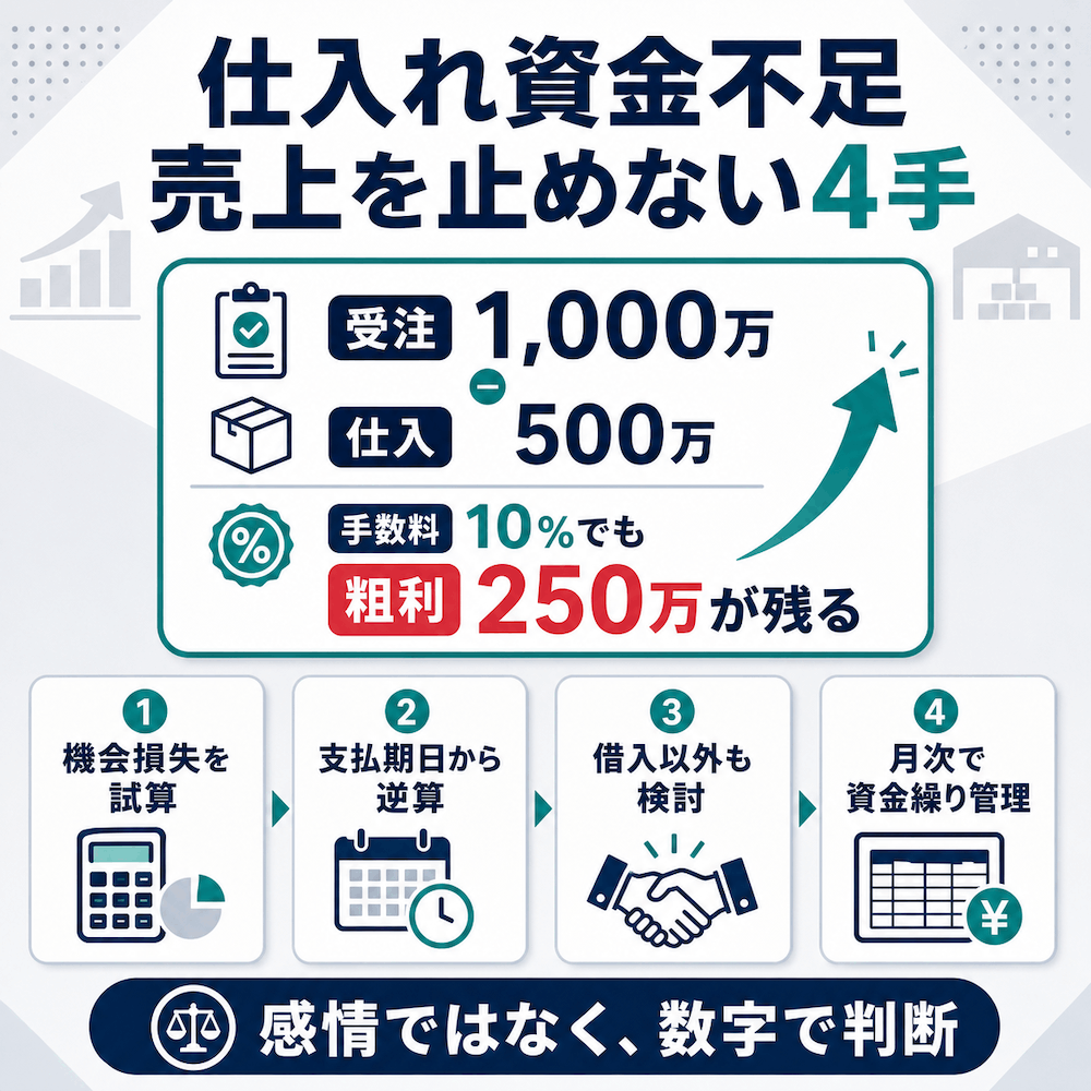 仕入れ資金不足 売り上げを止めない4手