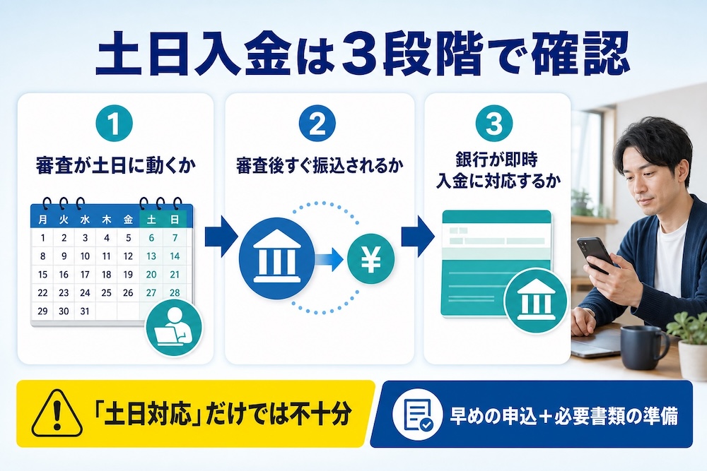 土日入金は3段階で確認