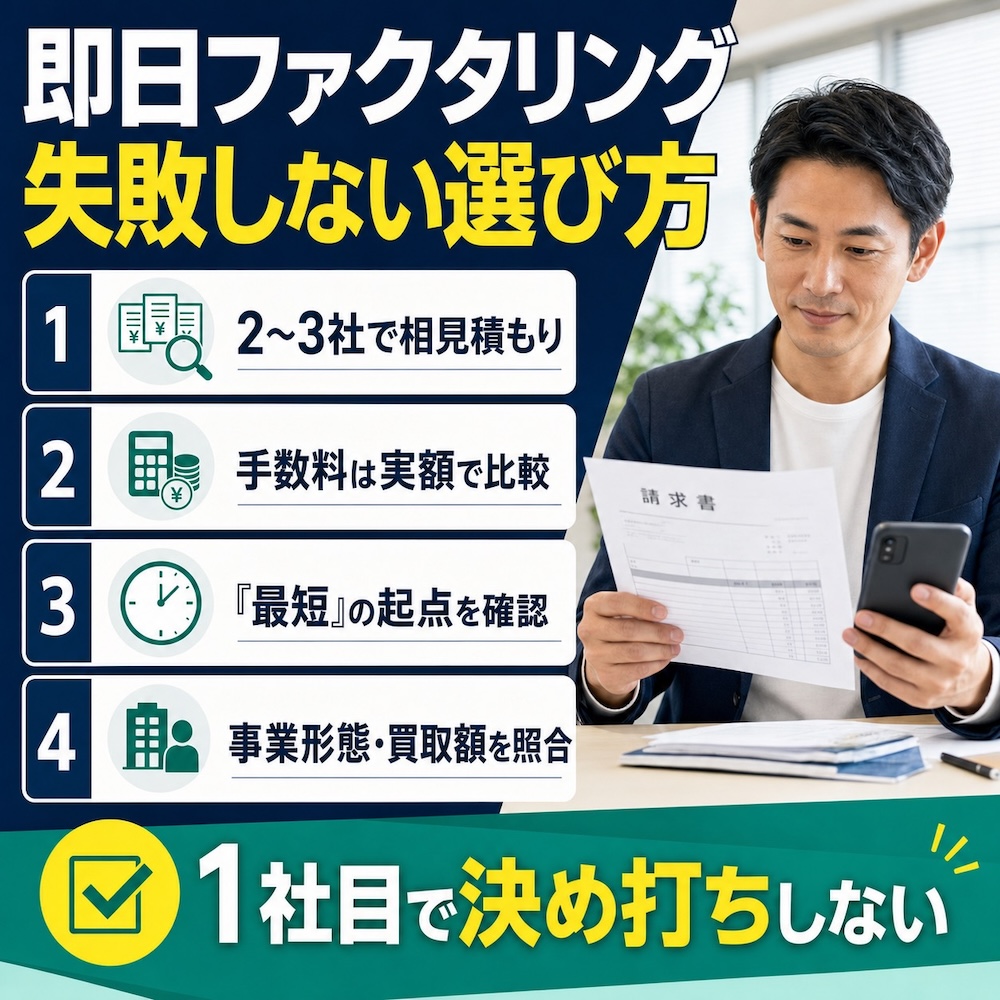 即日ファクタリング、失敗しない選び方。